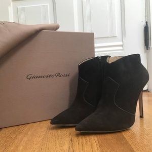 Gianvito Rossi Mocha Brown Suede Ankle Booties